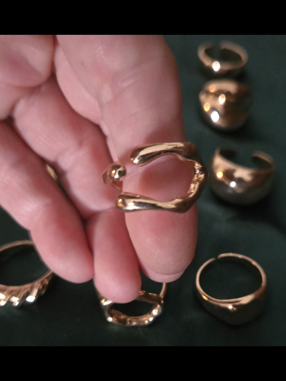 Bold Gold Open Band Rings, Lot Of 19
